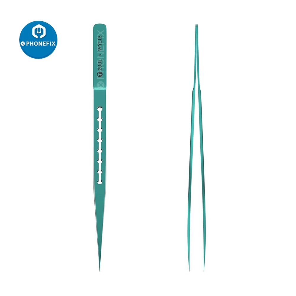 2UUL Green Titanium alloy Ultra-precision Fingerprint Tweezers for Mobile Phone Repair BGA Motherboard Chip IC Flying Lead