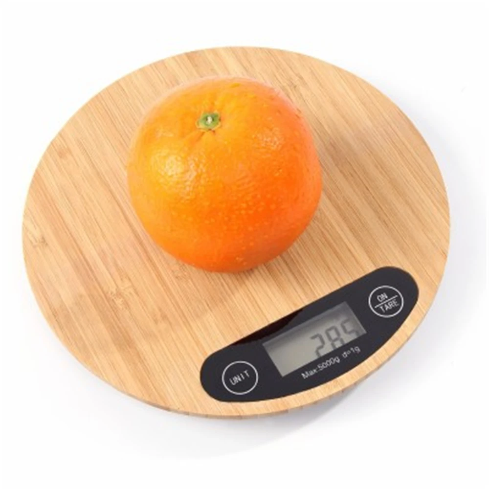 

5KG/1g Wooden Kitchen Scale Waterproof Electronic Scale Bamboo Environmental scale with LED Display Household Baking Food scale