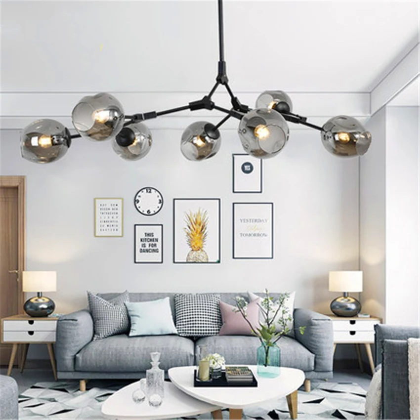 Современная чердак светодиодная люстра Черное золото Hanglamp лестница столовая спальня Шар Абажур светильник Suspendu скандинавские люстры огни