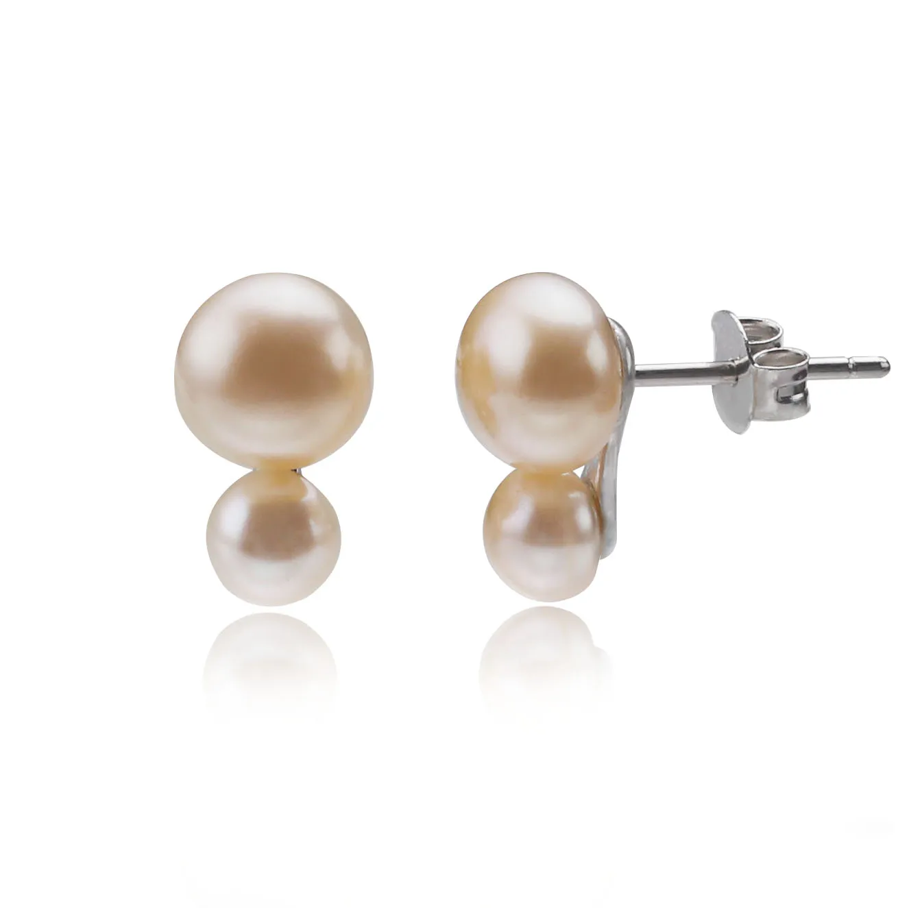 

New Freshwater Pearl Earrings 925 Sterling Silver Stud Earrings For Women Two Pearl Earring Fashion Fine Jewelry Girl Gift
