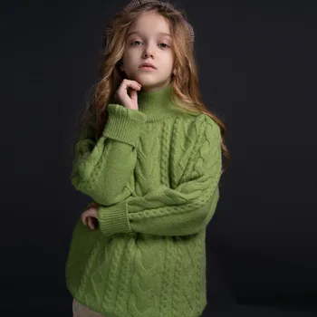 

Baby Girl Knitted Sweaters For Girls Thickening Turtleneck Pullovers Tops 3-14y Kids Children Soft Cotton Autumn Winter Sweater