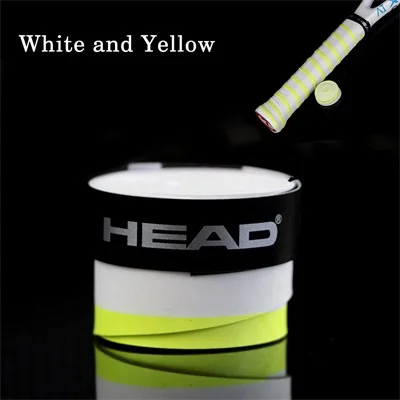 10 шт. противоскользящая головная теннисная рукоятка для тенниса, наматывающая рукоятка для тенниса, пота, теннисная ракетка, рукоятка для бадминтона, ракетка, оберточная лента - Цвет: Yellow White