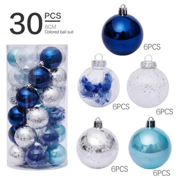 

30PCS Christmas Tree Decor Ball Glitter Gold Silver Plastic Hanging Pendant Decorations For Home Xmas Tree Wreath Ornament