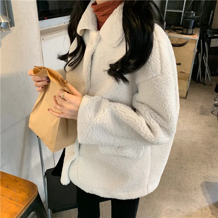 RICININA Wool Coat Women Lapel Full Sleeve Solid Buttons Pockets Coats And Jackets Women Spring Autumn Casual Warm Woman Jackets