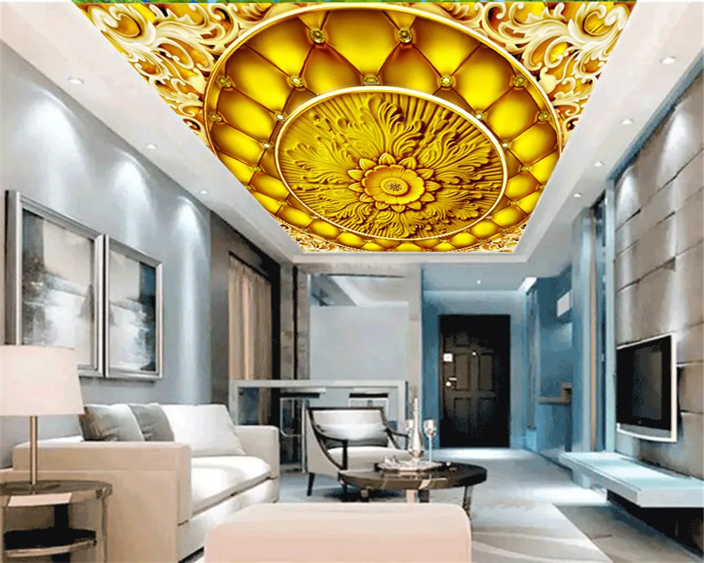Wallpaper Embossed Diamond Golden Embossed Flower Premium European Style Zenith Decorative Exquisite Wallpaper