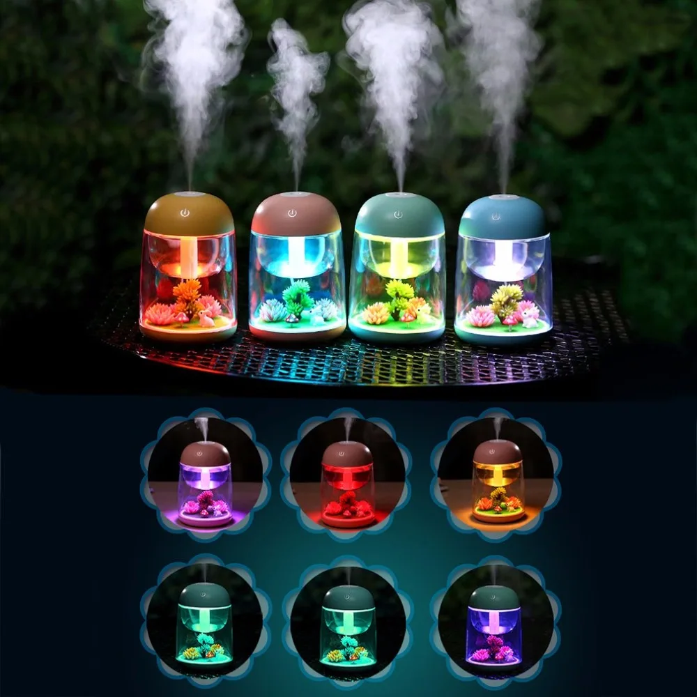 

180ml USB Charging Micro Landscape Humidifier Colorful Night Light Mist Maker Mini Air Purifier Home Office Humidifier