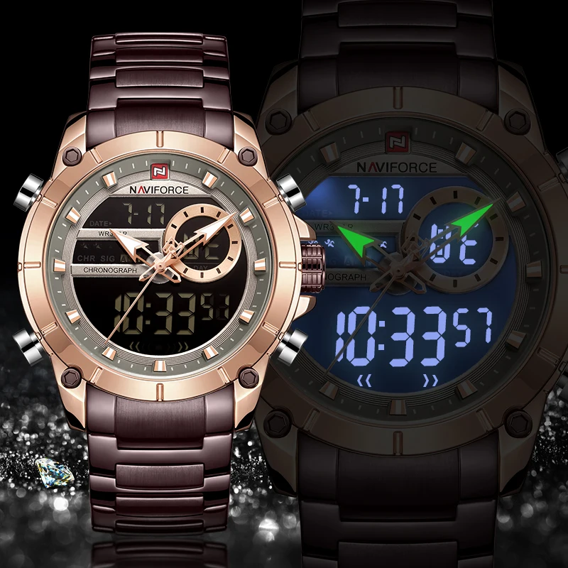 $20.69 Naviforce Men Watch Top Luxury Brand Men’ Sports Military Watches Full Steel Waterproof Quartz Dig