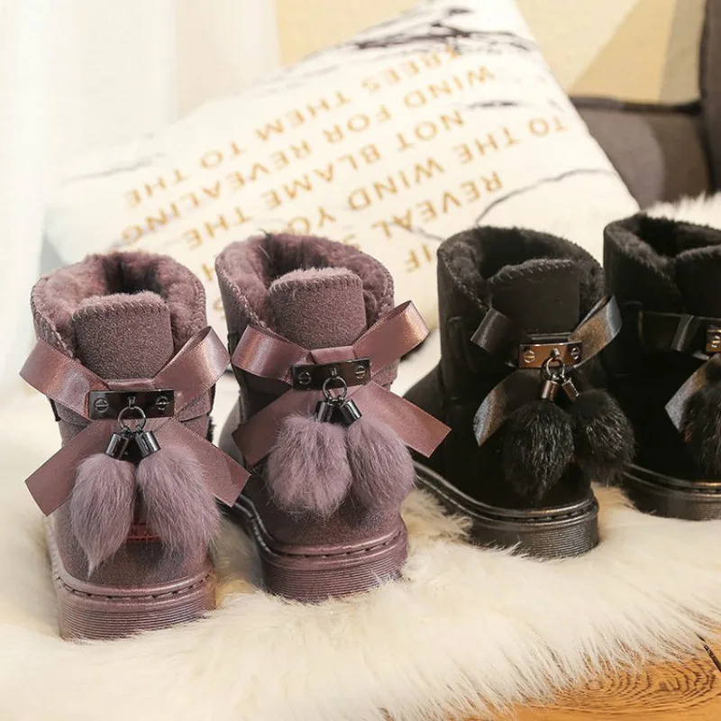 Tanie Darmowa wysyłka kobiety buty Faux zamszowe buty na śnieg kobiety botki ciepłe futro kobiet botki stałe buty zimowe skórzane buty damskie