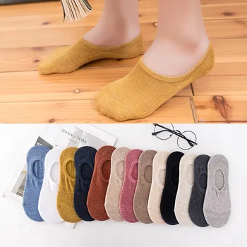 

Soft Cotton Socks Women 5 Pairs Invisible Seamless Silicone Non Slip Socks Slippers Summer Cute Socks Harajuku Low Socks Women