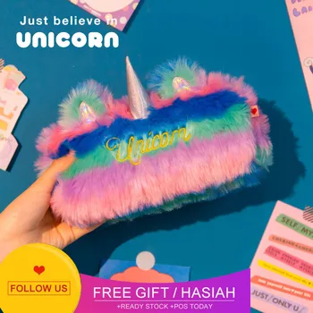 

Bw Unicorn Plush Pen Case Moomin Pencil Ins Rainbow Student Stationery Storage