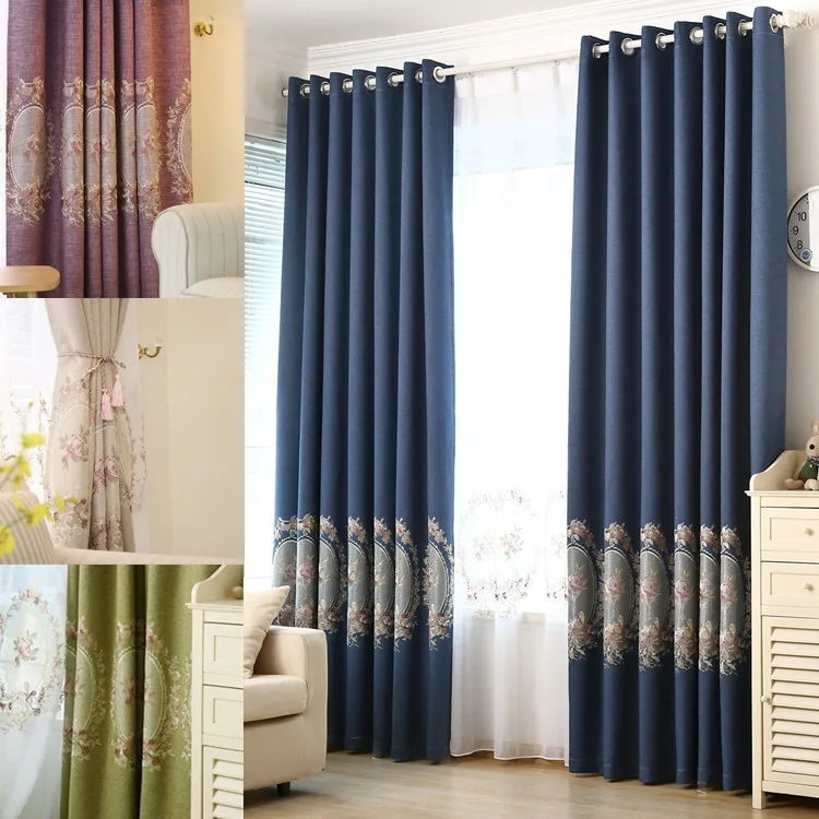 Жаккардовые хлопковые зеркальные занавески с цветочной вышивкой затемняющие в