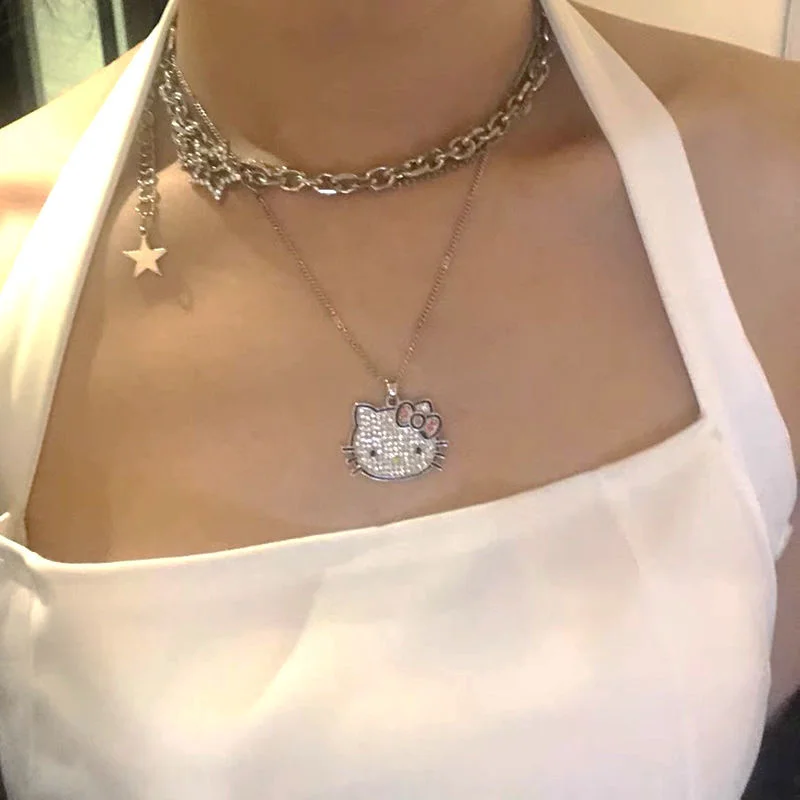 Y2k Hello Kitty Necklace With Chain 