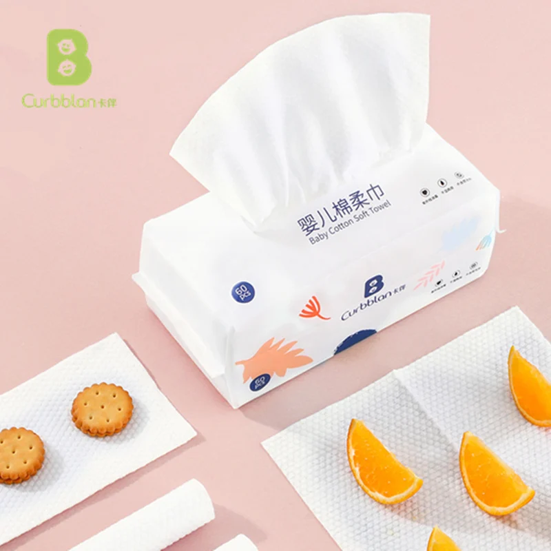 Curbblan Cotton Disposable Face Bath Soft Non-Woven Child Cleansing Towel Wipes Dry &amp Wet No Fluorescent Agents In Stock | Дом и сад