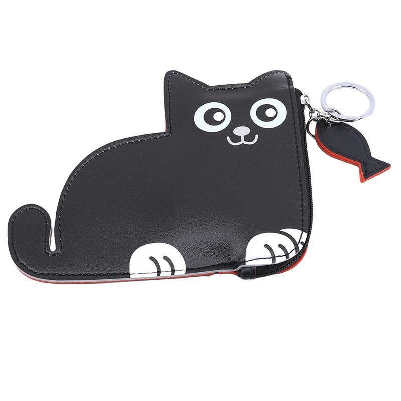 Black cat Сумка для монет с мультяшным животным, простые персональные Мини кошельки для монет, женский милый кошелек для студента, сумка для монет, кошельки, держатели - Цвет: Black cat
