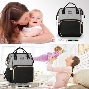 

2019 Baby Diaper Bag With USB Interface Large Capacity Waterproof Nappy Bag Kits Mummy Maternity Travel Backpack Nursing Handbag