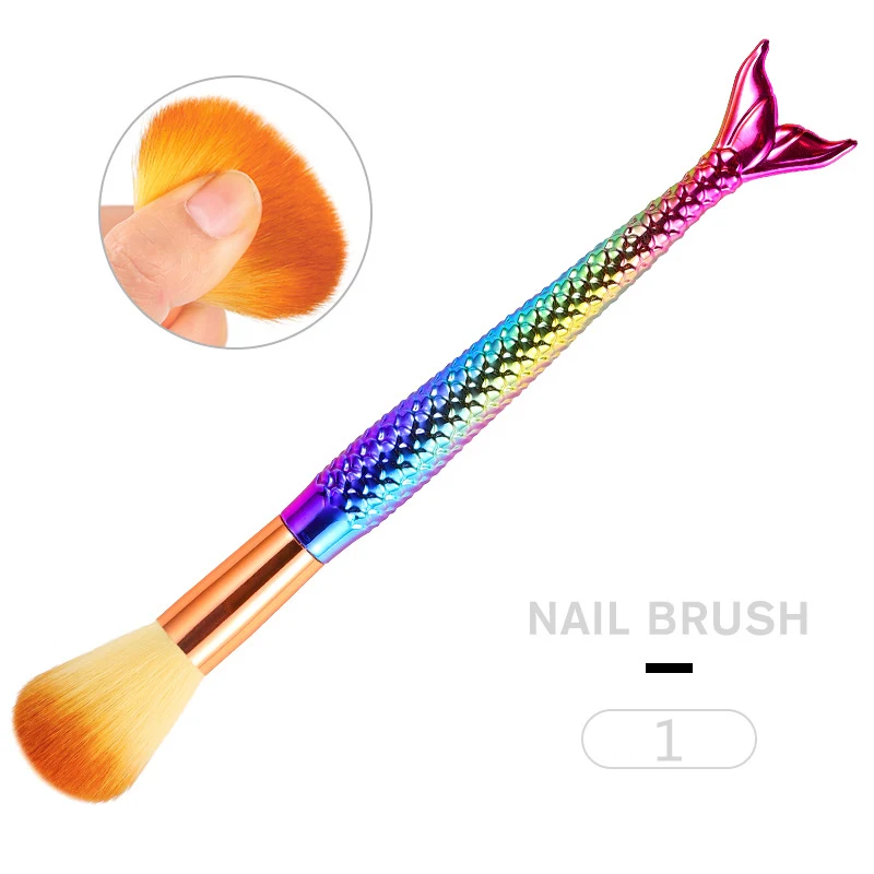 Mermaid Pen - 1 Форма русалки градиентная Ручка Маникюр Педикюр очиститель пыли Очистка ногтей щетка для чистки красочные инструменты 1 шт - Цвет: Mermaid Pen - 1