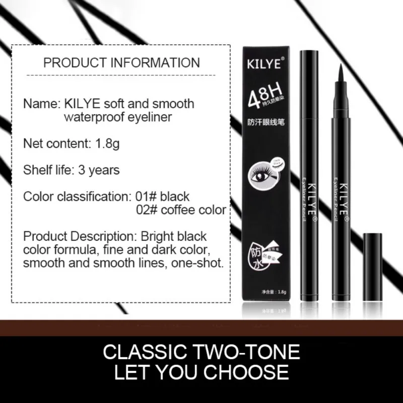 Waterproof Sweat-proof Non-staining Non-decolorizing Long-lasting Women Black Eyeliner Pen