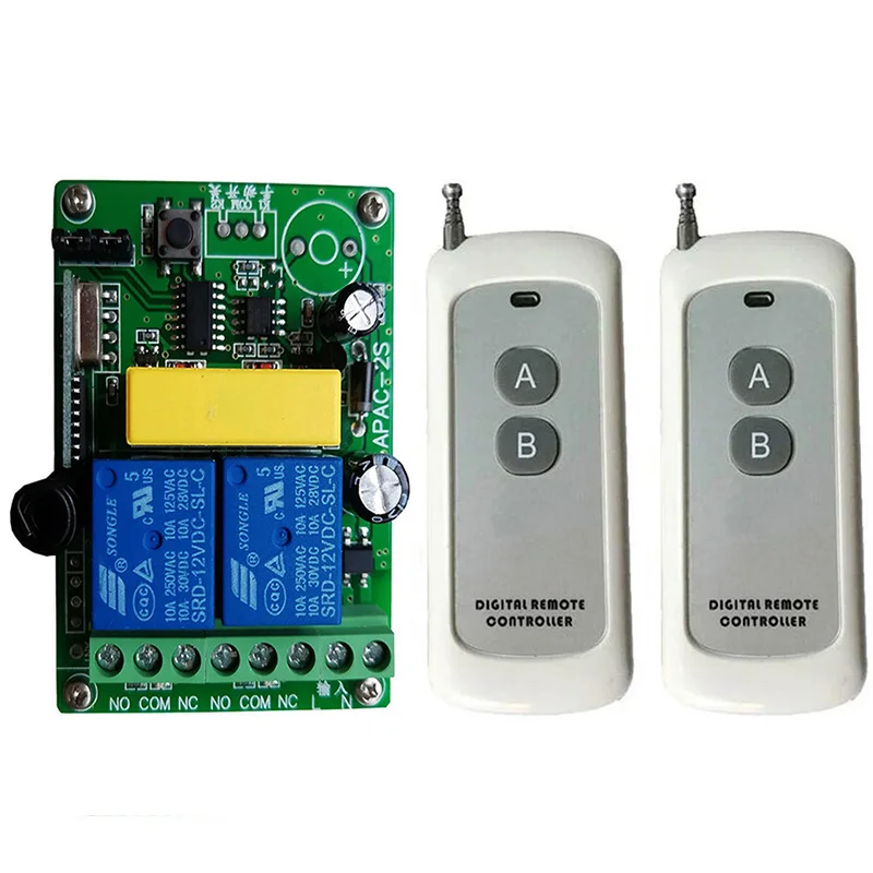 

500M Universal Wireless Remote Control switch AC 220V 2CH radio relay Receiver remote Controller for garage/Curtain/Light/door