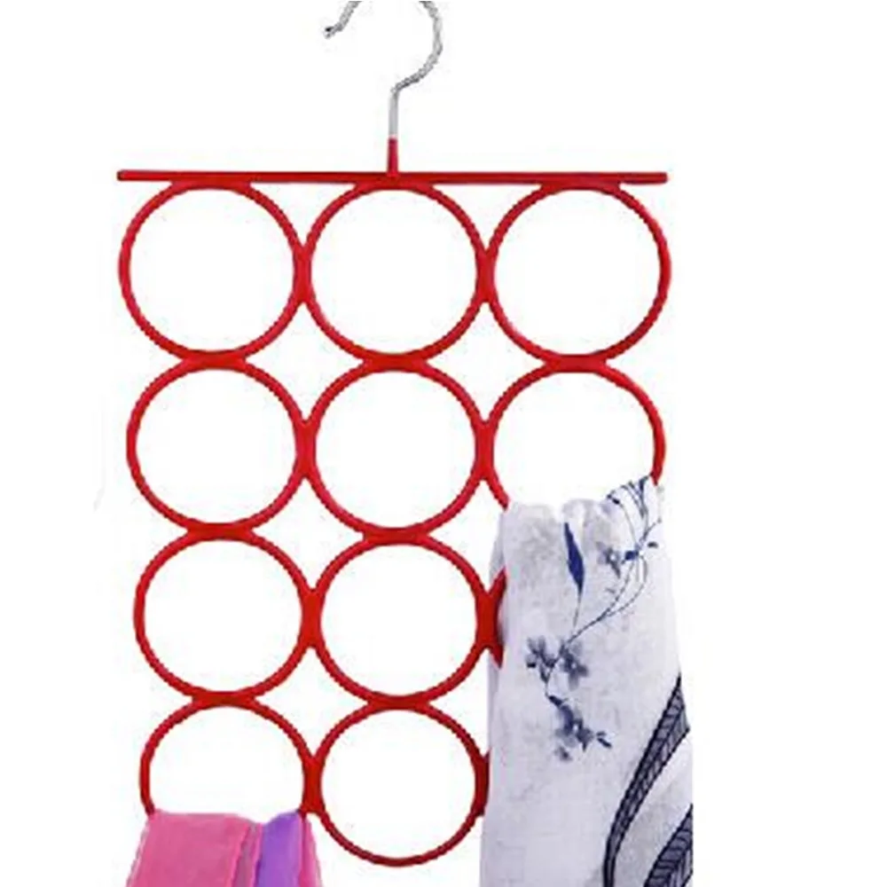 2pcs 12ring Silk Scarf Storage Rack Necktie Belt Pylons Leggings Pantyhose Storage Holder Rack Coat Racks