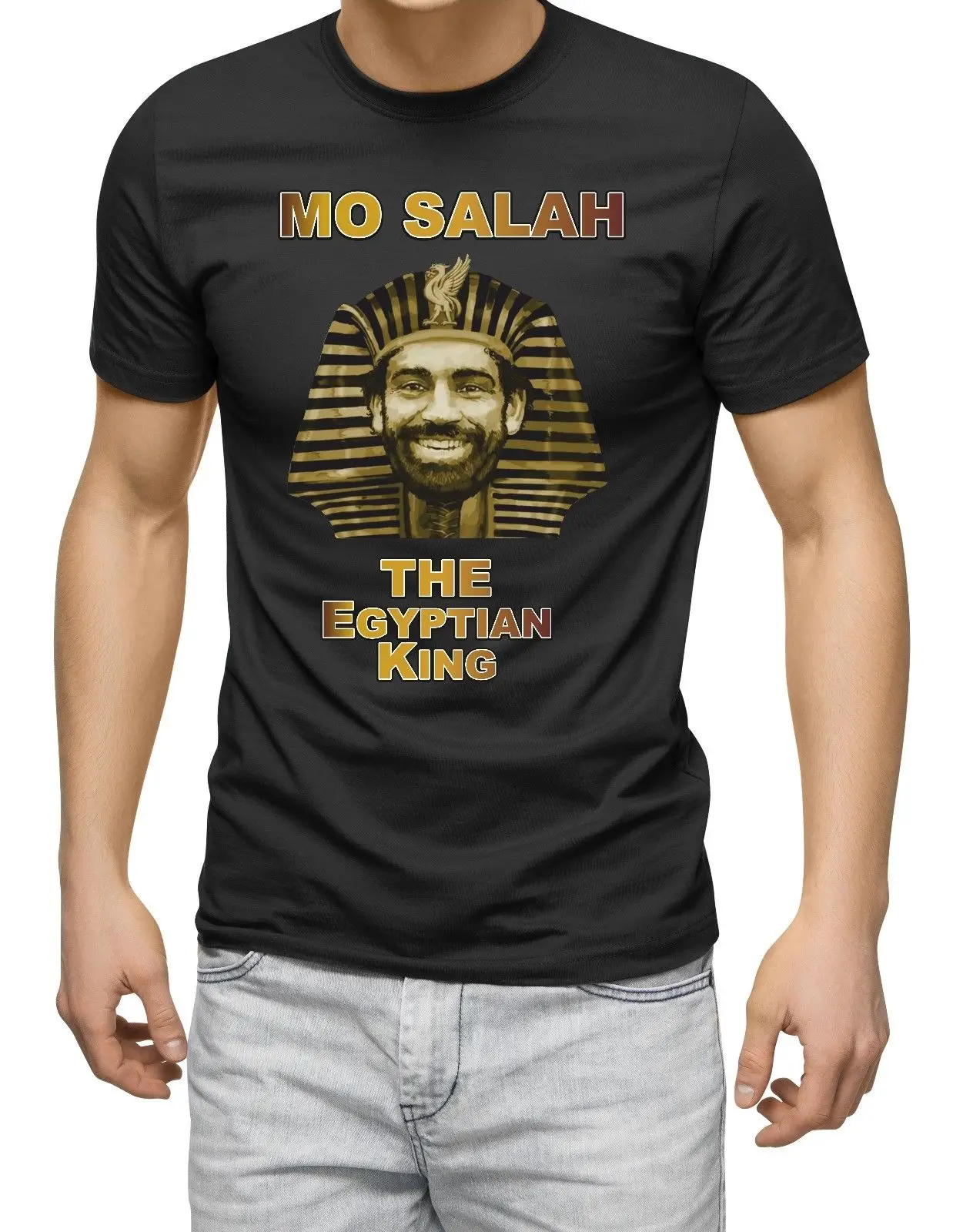 Mo Salah футболка Египетский Король Фараон подарок Сделано в Ливерпуле Tee black |