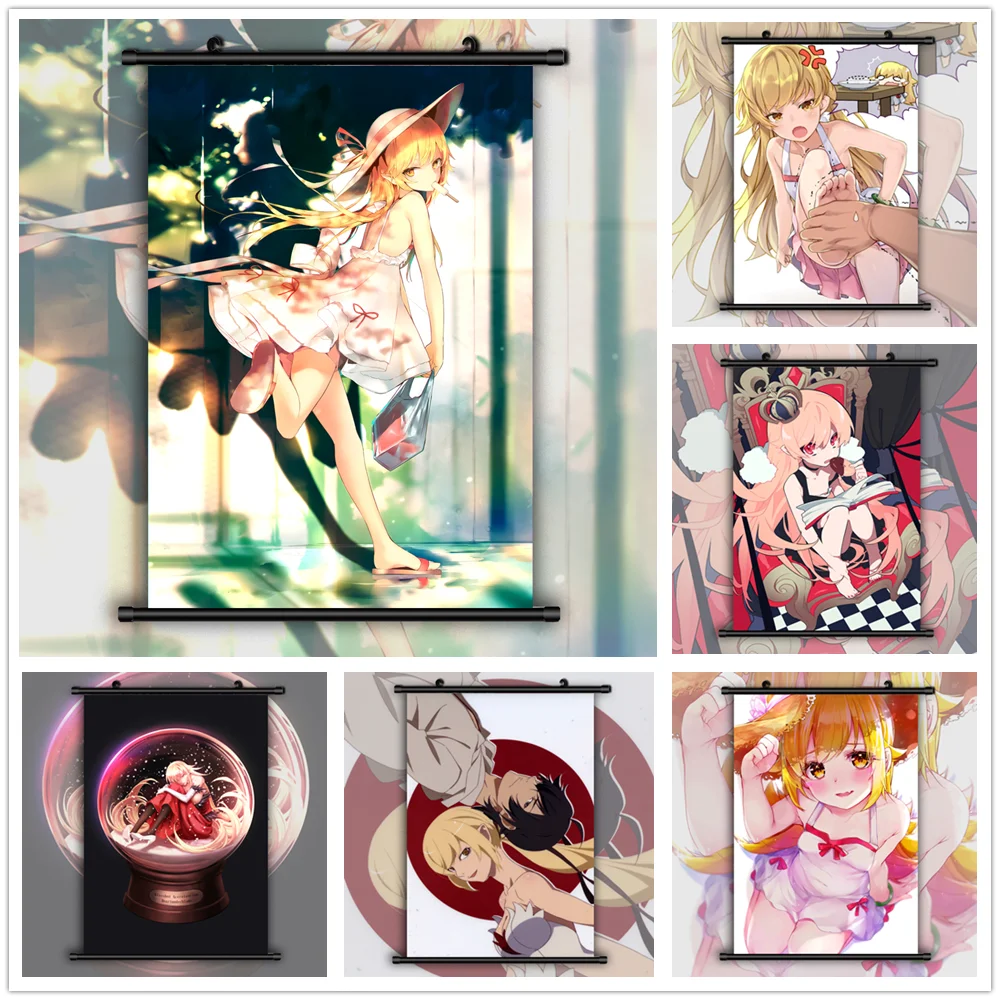 Bakemonogatari Oshino Shinobu Аниме Манга настенный плакат свиток | Дом и сад