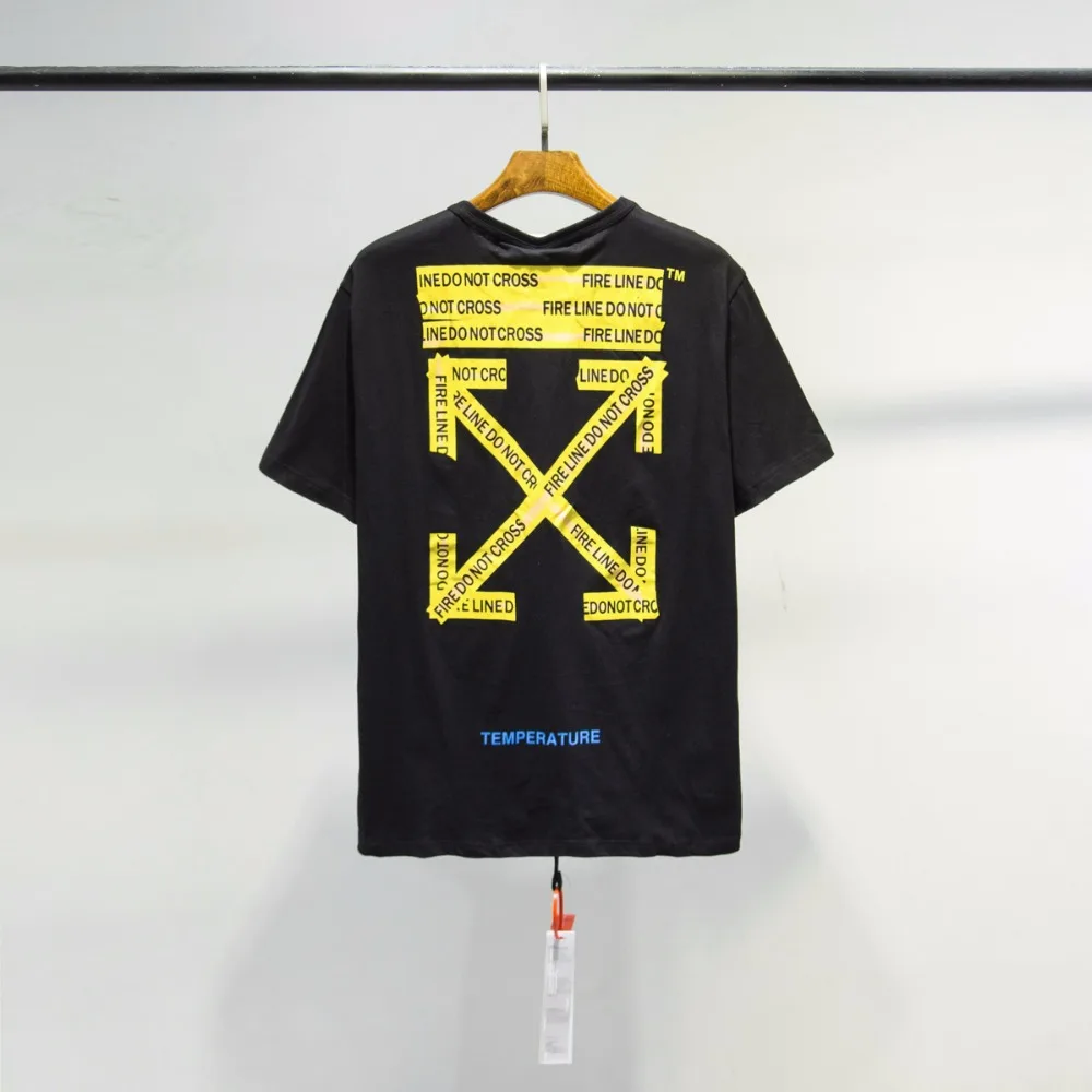 OFF-WHITE новая уличная хип-хоп Повседневная Свободная футболка с коротким рукавом и круглым вырезом