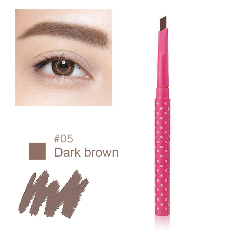 05-Dark brown Водонепроницаемый карандаш для бровей с карточным инструментом для бровей, Женский вращающийся карандаш для бровей, 3 формы для бровей, сделай сам, набор для макияжа бровей - Цвет: 05-Dark brown