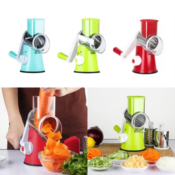 

1pc Manual Vegetable Fruit Cutter Slicer Kitchen Tools Multifunctional Round Mandoline 3 In1 Slicer Potato Kitchen Gadget Set