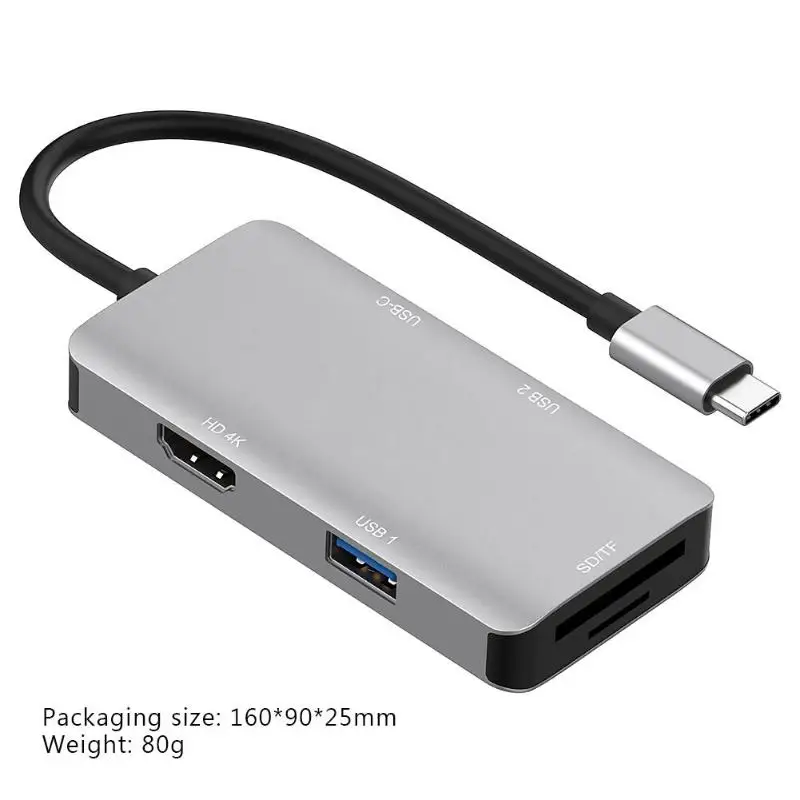 Тип C до 2 портов USB 3,0 концентратор TF кардридер HDMI 4K PD адаптер для MacBook