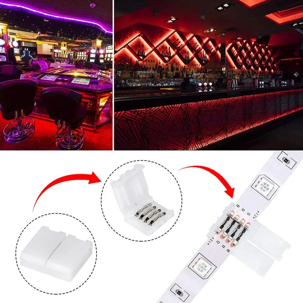 20 шт./компл. 10 мм ABS 4 Pin светодиодный RGB коннектор набор l образной формы без