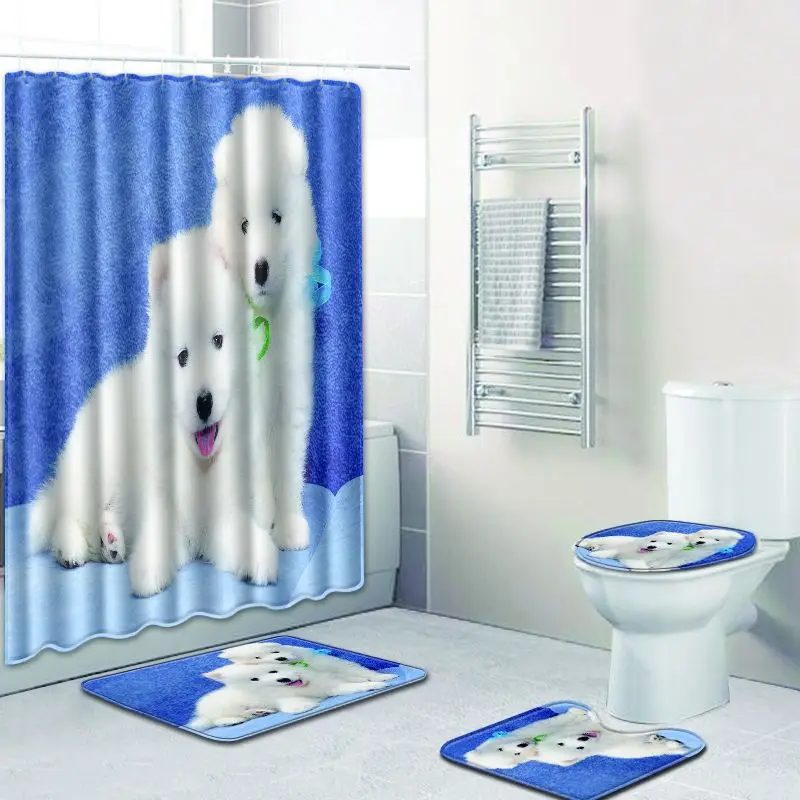 Zeegle собачья занавеска для душа s Набор ковриков для ванной из полиэстера Водонепроницаемая занавеска для ванной комнаты Противоскользящий декоративный коврик для ванной туалет стойка для тряпок - Цвет: d9