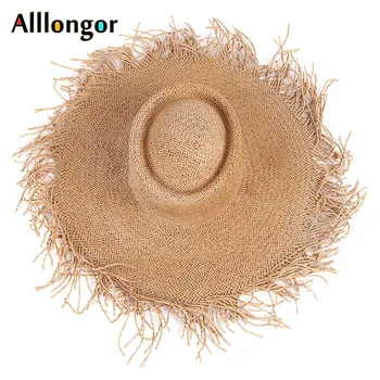 

New 2020 Summer 18cm Wide Brim Straw Hat Women Big Beach Hats Sombrero Mujer floppy Women's Sun Cap Holiday Dropshipping