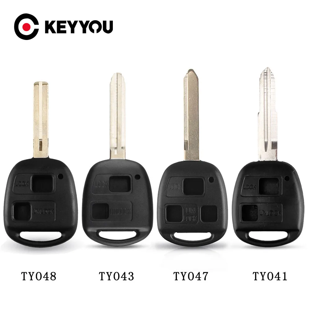 KEYYOU TOY41/TOY43/TOY47/TOY48 Remote 2 Buttons Key Fob Case for Toyota Camry Rav4 Corolla Prado Yaris Tarago No Logo
