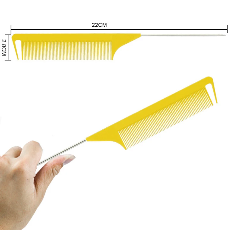 Professional Pointed Tail Hair Styling Comb Antistatic Hair Dye Brush Barber Steel Needle Pin Rat Tip Combs Barber Accessories 4