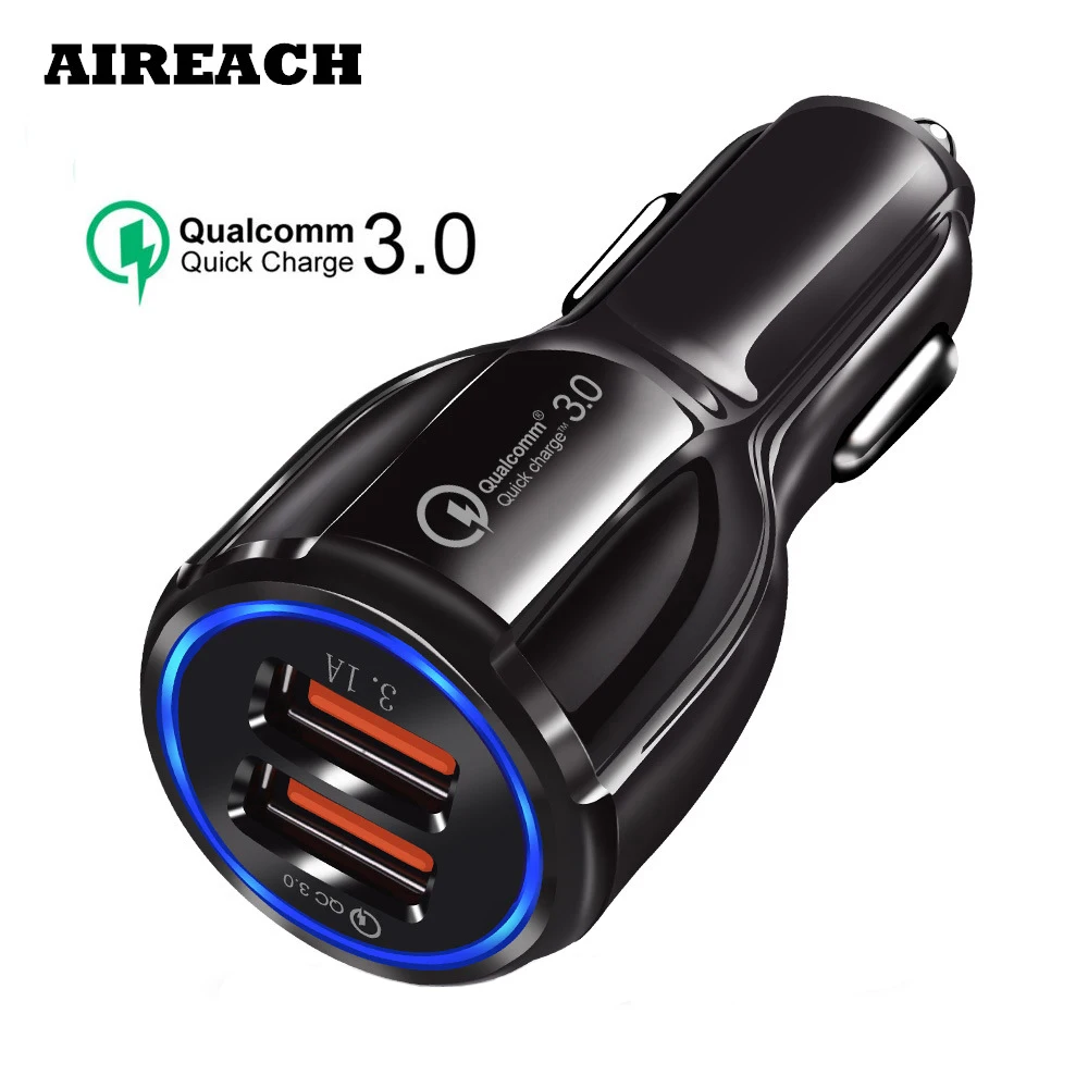 

AIREACH Car USB Charger Quick Charge 3.0 Mobile Phone Charger 2 Port USB Fast Car Charger for iPhone Samsung Tablet Car-Charger