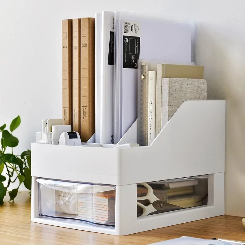 Multi Function Desk Organizer With Sliding Transparent Drawer