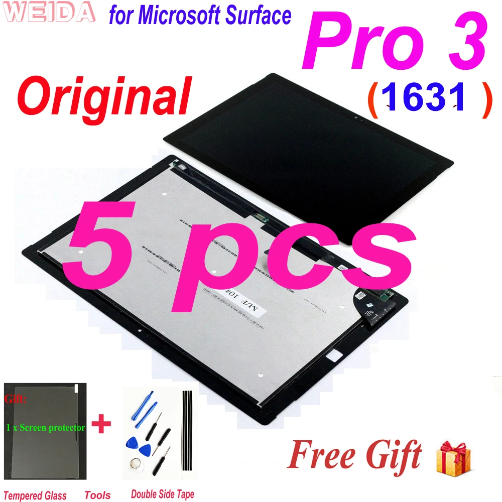 

5PCS Original Pro3 LCD for Microsoft Surface Pro 3 1631 LCD v1.1 v1.0 LTL120QL01 003 LCD Display Touch Screen Digitizer Assembly