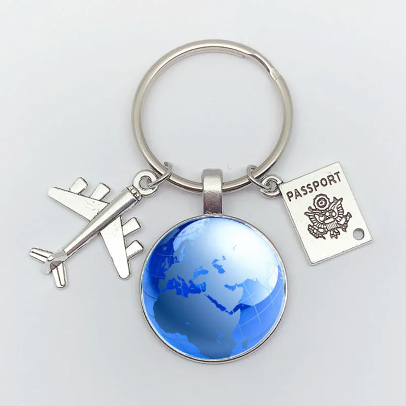 Erde Flugzeug Keychain Anhänger Erde Kompass Personalisierte Gedenk Schlüsselring Geschenk für Reise Liebhaber – Detail 6