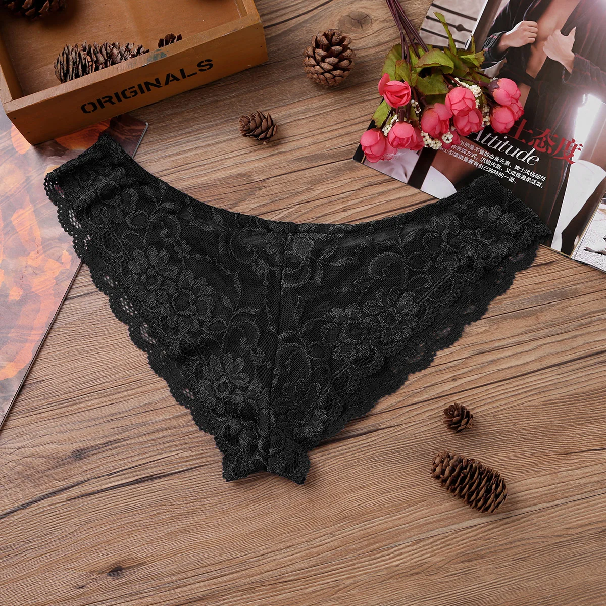 Men's Floral Lace Sheer See-Through Lingerie