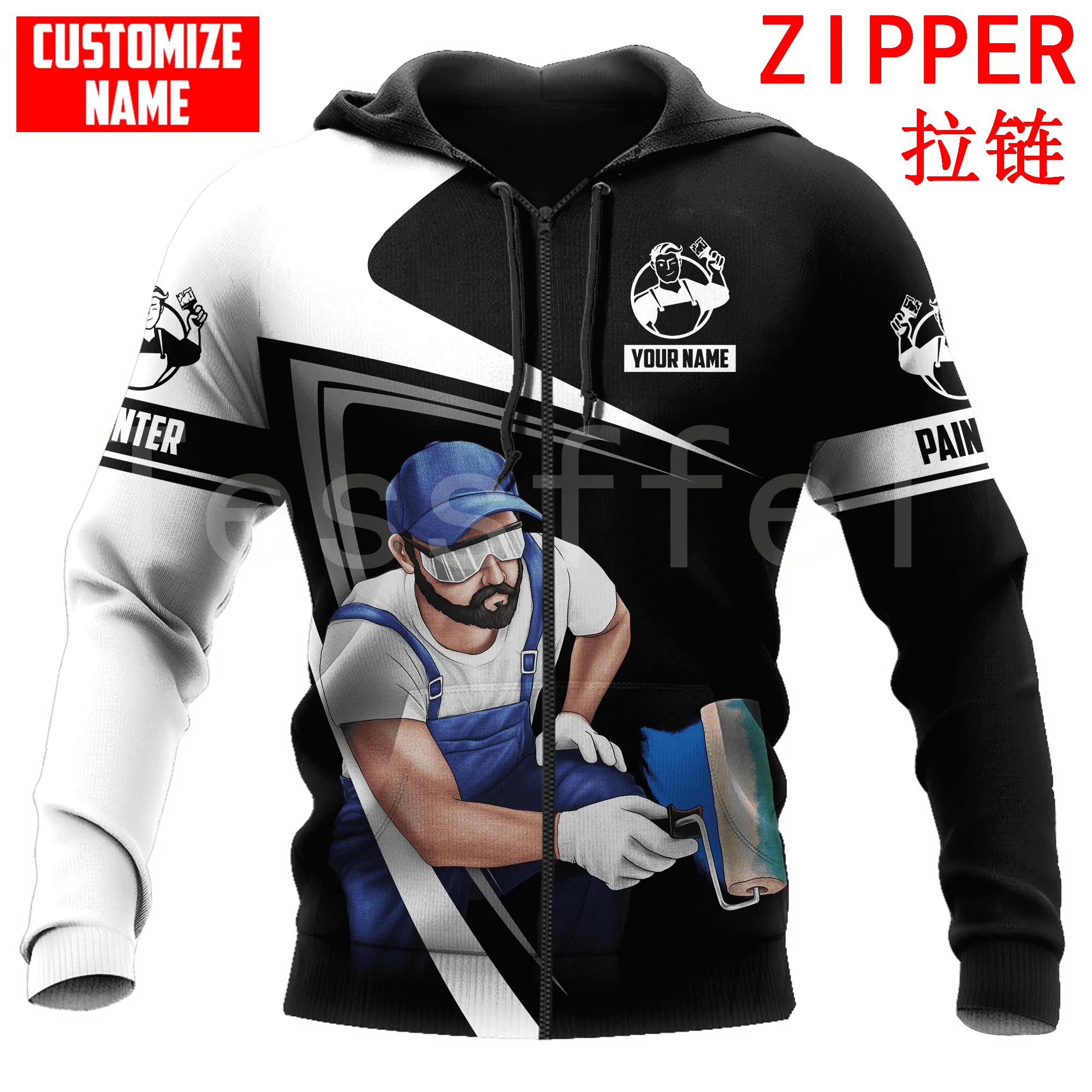 Tessffel Painter Worker 3D Printed 2022 New Fashion For Men/Women Hooded Sweatshirt Zipper Hoodies Casual Unisex Pullover P09 2