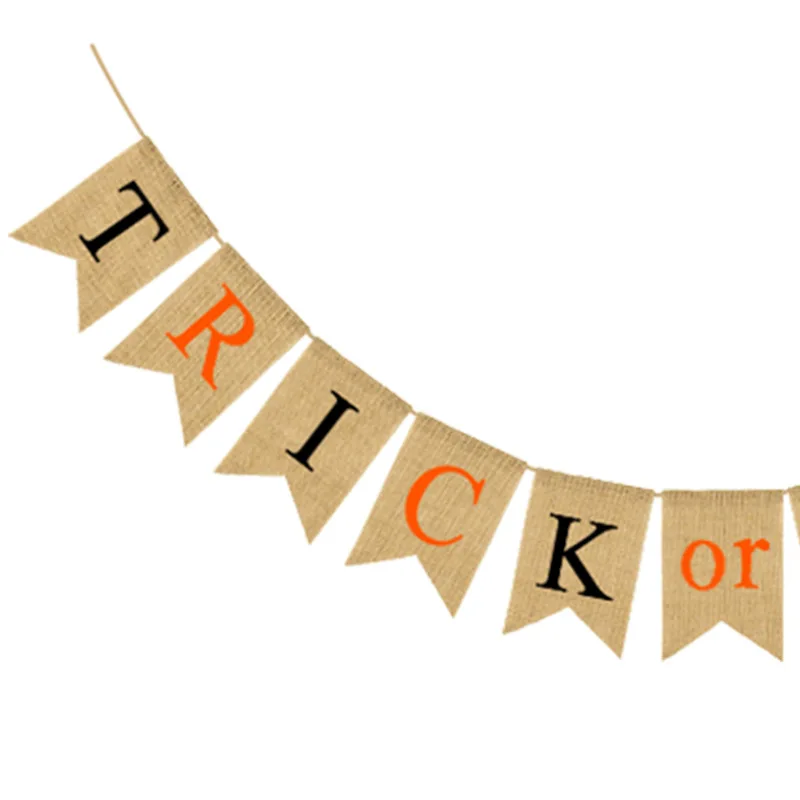 New Style Halloween Party Decoration Linen Hanging Flag Trick Or Treat Halloween Banner