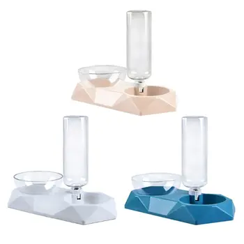 

Double Dog Cat Bowl No-Spill Pet Automatic Water Dispenser Water Food Bowl Set Dog Feeder Feeding Bowl Neck Protective