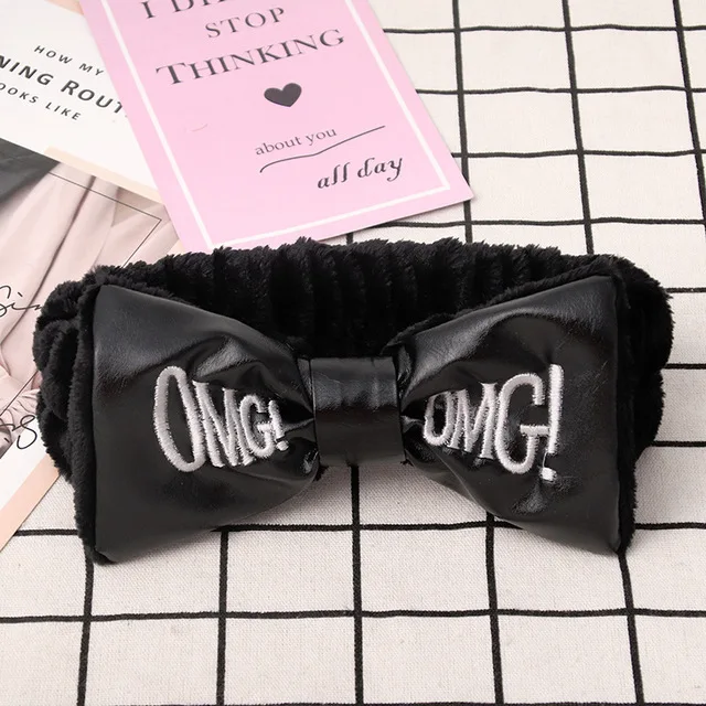 Мягкие фланелевые ободки с бантиком и надписью OMG для женщин, девушек, тюрбан, милый держатель для волос, повязки для волос, аксессуары для волос