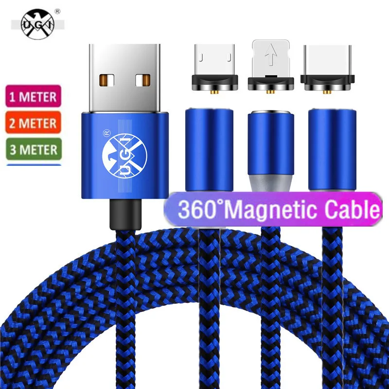 Для samsung S6 S7 S8 J6 J7 IPhone 5 6 7 8 XS 1M 2M 3M Магнитный адаптер 360 ° Micro USB IOS USB-C 2.4A Быстрый