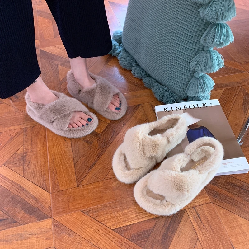 Сандалии на платформе; zapatos de mujer; сезон осень-зима; Короткие Плюшевые водонепроницаемые сандалии на плоской платформе; sandalias mujer;