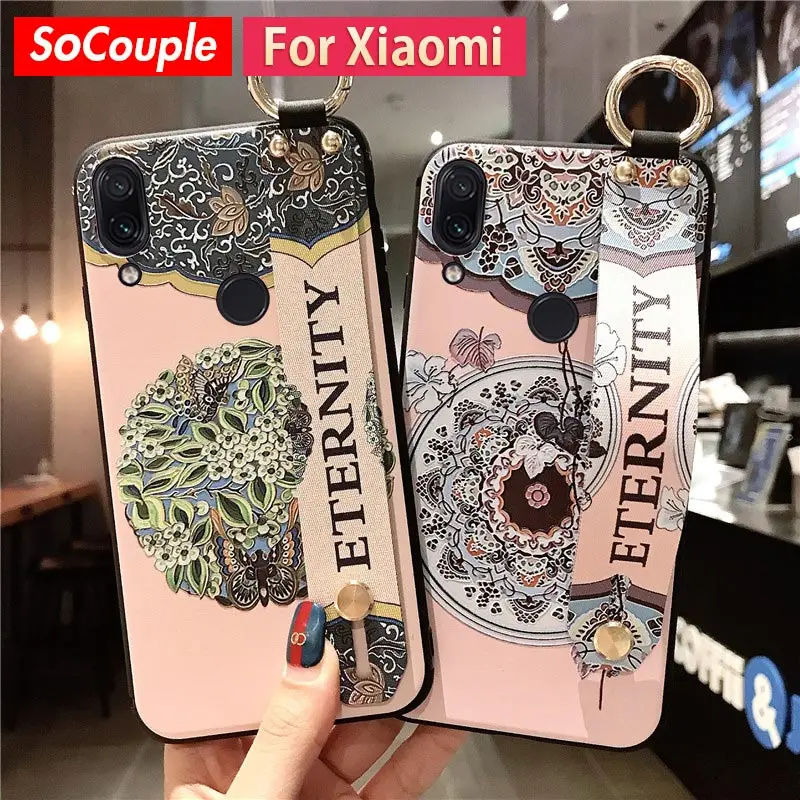 SoCouple ремешок чехол для телефона Redmi Note 6 5 5A 7 8 Pro 4X крышка для Xiaomi 9 8 5X 6X CC9 A3 Lite цветы в стиле «Ретро», держатель для мобильного телефона чехол