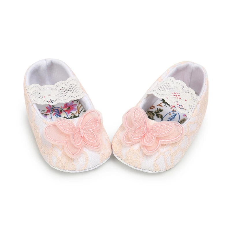 Детская обувь для первых шагов; Новинка; сезон весна-осень; хлопковая кружевная обувь принцессы с бабочками для новорожденных; обувь принцессы для маленьких девочек
