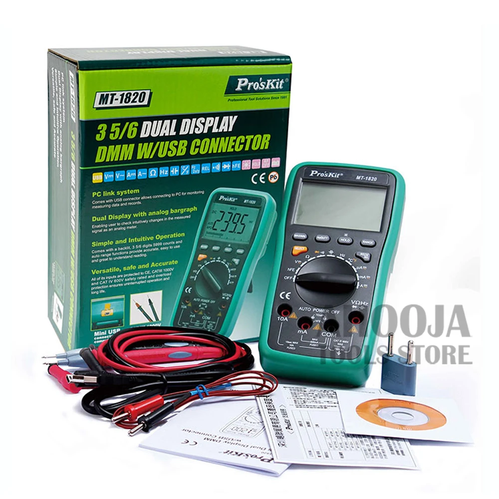 Pro'sKit MT-1820 цифровой многофункциональный цифровой мультиметр Высокая точность бытовой электрический ремонт USB Анти-сжигание мультиметр