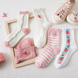 Fruit Socks Female Kawaii Japanese Spring And Autumn Summer Thin Section Ins Tide Korean Cotton Student Cartoon Stockings Girl
