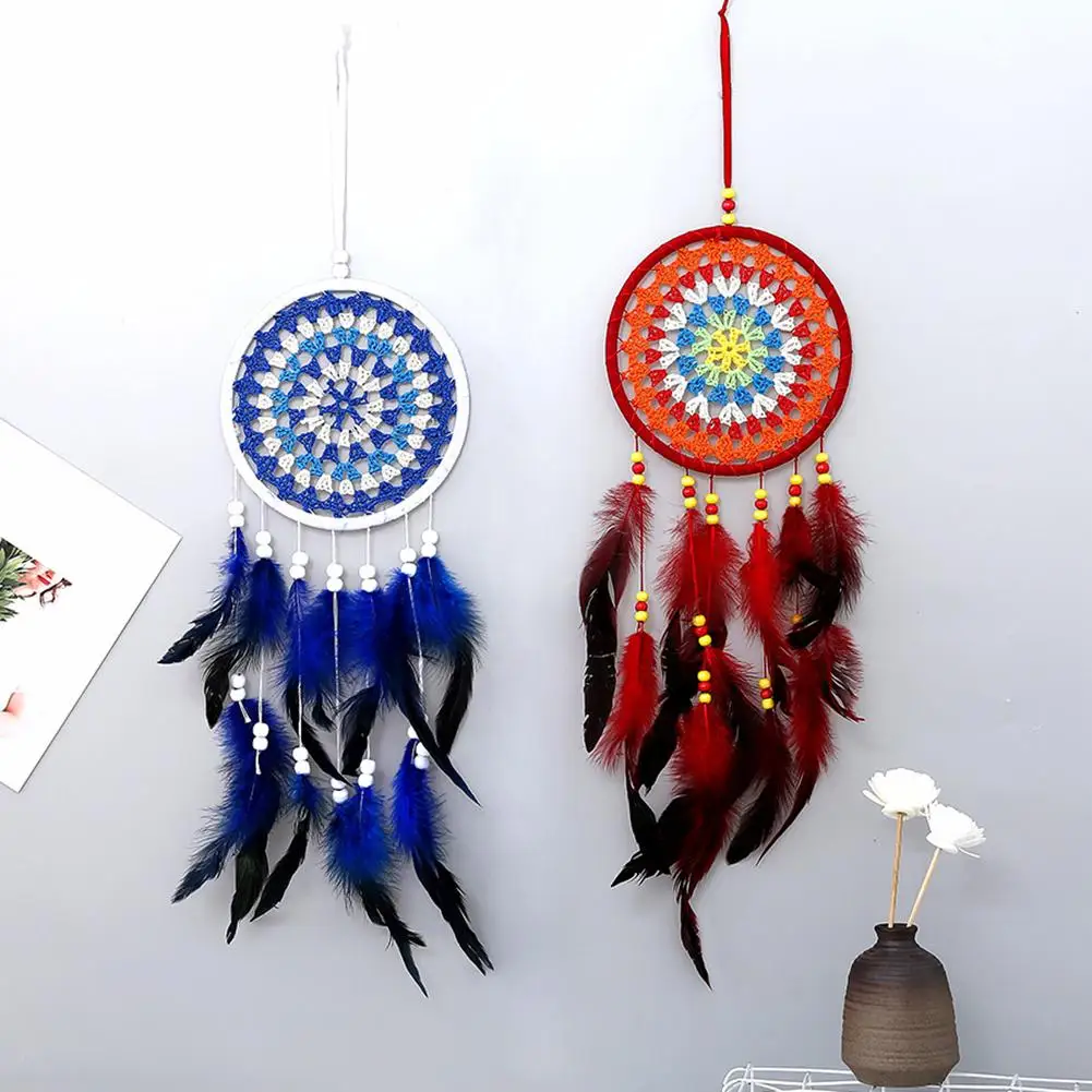 HOT SALES!!! Colorful Dreamcatcher Wooden Beads Feather Pendant Home Wall Hanging Ornament Handmade birthday gift | Дом и сад